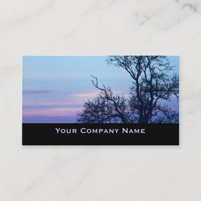 Tree on a pastel sky Silhouette Business Cards (Front)