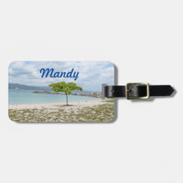TREE ON A SECLUDED BEACH IN JAMAICA CUSTOM LUGGAGE TAG