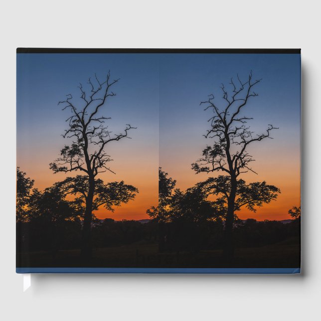 Tree on a sunset background guest book (Front)