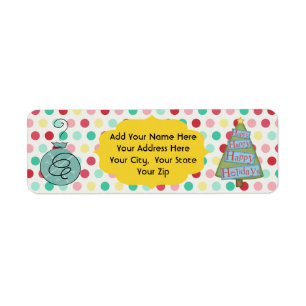 Tree on Dots Holiday Return Address Labels