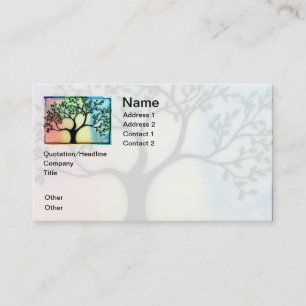 Tree on Vellum over watercolor background Business Card
