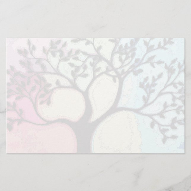 Tree on Vellum over watercolor - Digitised Stationery (Front)