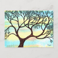 Tree on Vellum with Watercolor Background