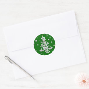 Tree Ornament & Snowflakes Classic Round Sticker
