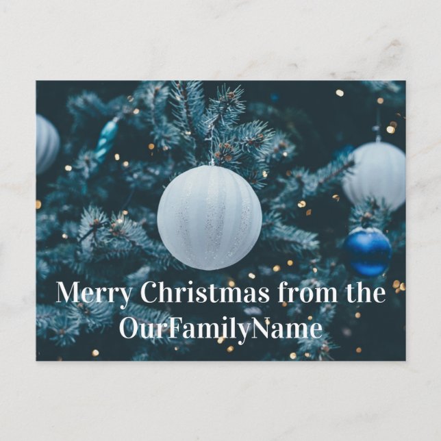 Tree Ornament White Christmas Customise Postcard (Front)