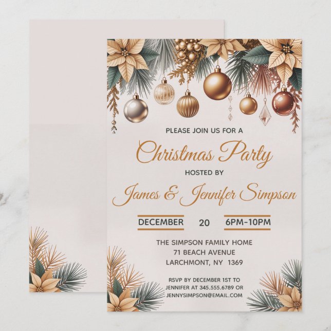 Tree Ornaments Christmas Party Invitation (Front/Back)