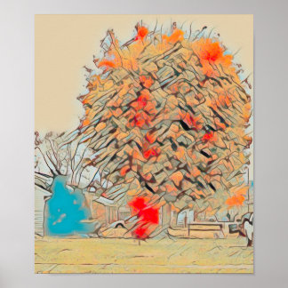 Tree Painted in Sandy Mosaic Poster