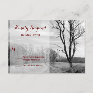 Tree Path Rustic Country Wedding RSVP Cards