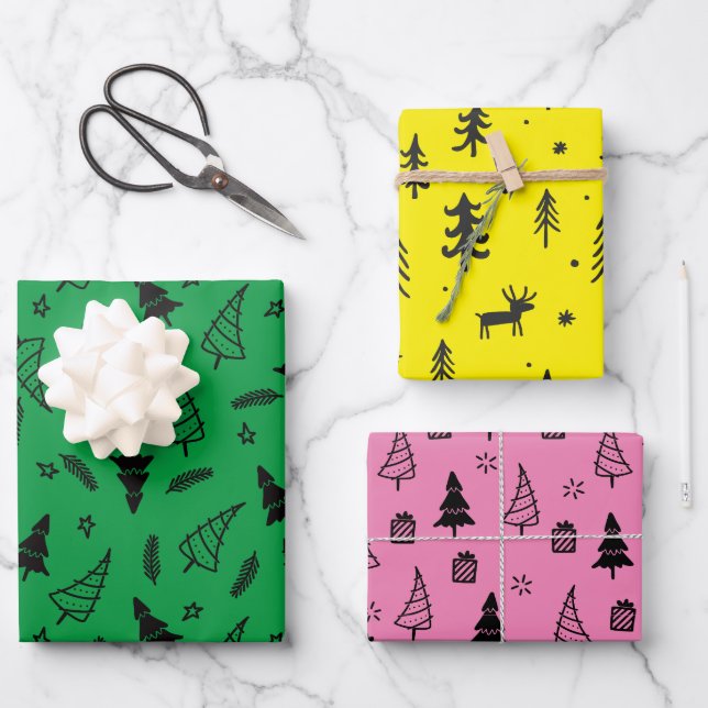 Tree Pattern Christmas Wrapping Papers Paper Sheet (Front)