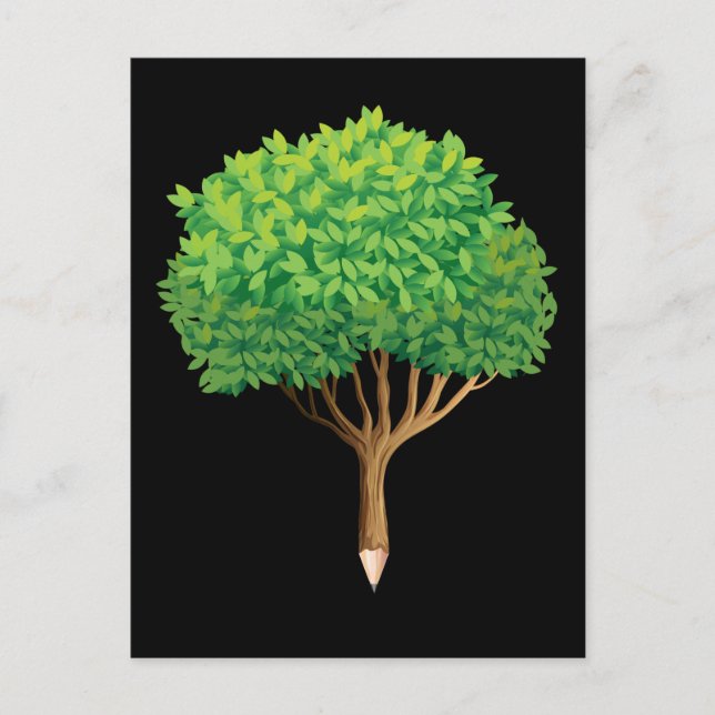 Tree Pencil Inspirational Nature Lover Artist Postcard (Front)