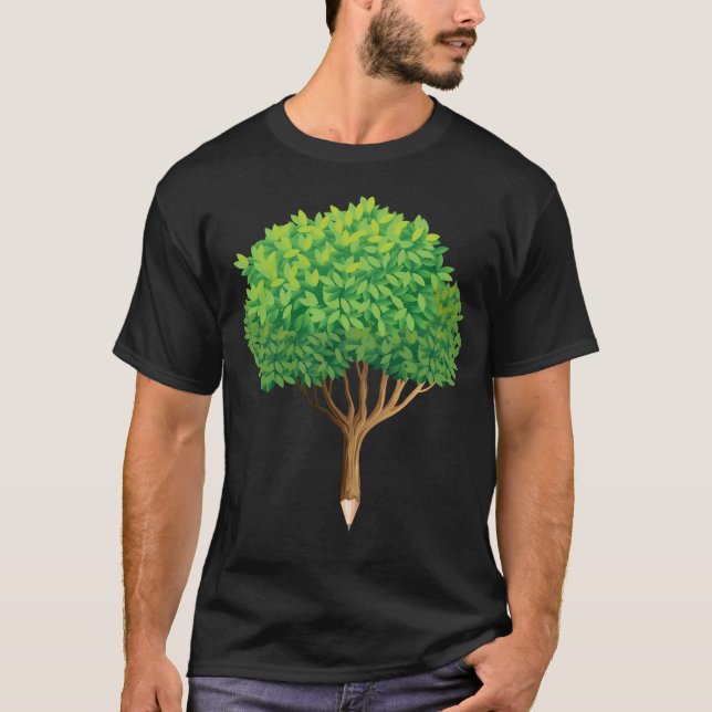 Tree Pencil Inspirational Nature Lover Artist T-Shirt (Front)