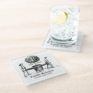 Tree Personalised Family Reunion Glass Coaster
