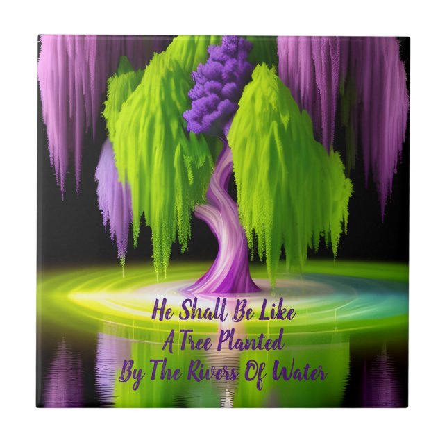 Tree Planted By Rivers of Water Bible Quote Tile (Front)
