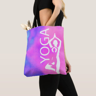 Tree Pose Yoga Tote – Watercolor Pink & Purple Bag