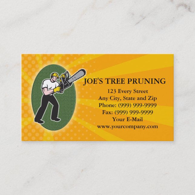 Tree Pruner Tree Surgeon Arborist Business Card (Front)