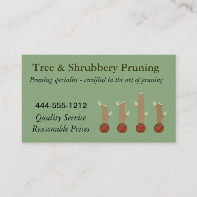 Tree Pruning Business Card examples customisable (Front)