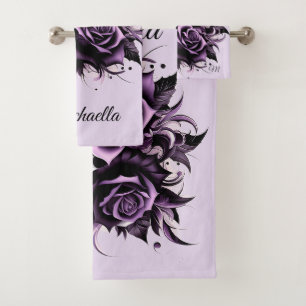Tree Purple Roses Bath Towel Set