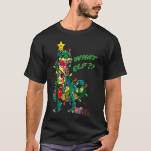 Tree Re Funny Dinosaur Christmas Missing Elf  T-Shirt