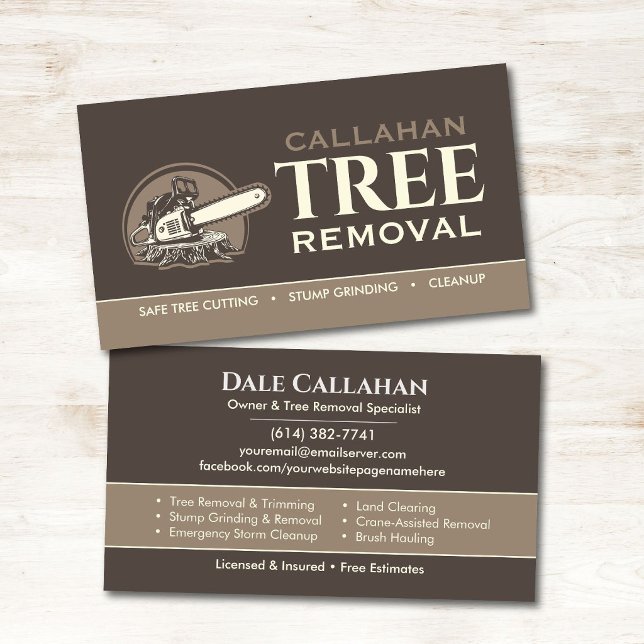 Tree Removal & Stump Grinding Services  Business Card (Creator Uploaded)