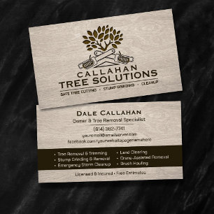 Tree Removal & Stump Grinding Services  Business Card