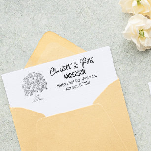 Tree Return Address Family  Rubber Stamp