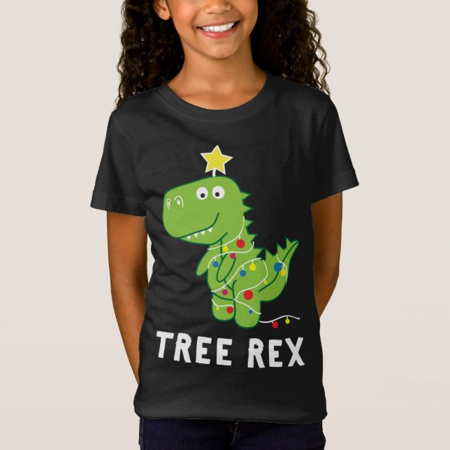 Tree Rex. Animal Pun Funny Dinosaur Christmas Paja T-Shirt (Front)