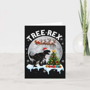 Tree Rex Christmas Dinosaur T-rex Xmas Pajama Men Card