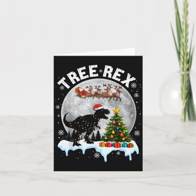 Tree Rex Christmas Dinosaur T-rex Xmas Pajama Men  Card (Front)