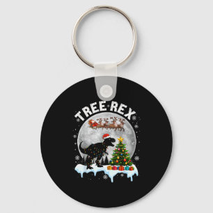 Tree Rex Christmas Dinosaur T-rex Xmas Pajama Men  Key Ring