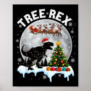 Tree Rex Christmas Dinosaur T-rex Xmas Pajama Men Poster