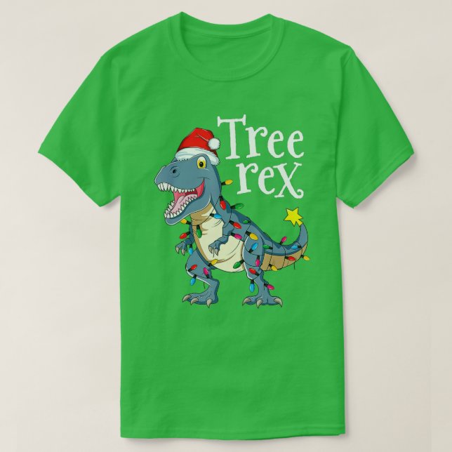 Tree Rex Christmas Pyjamas Boys Kids TRex Dinosaur T-Shirt (Design Front)