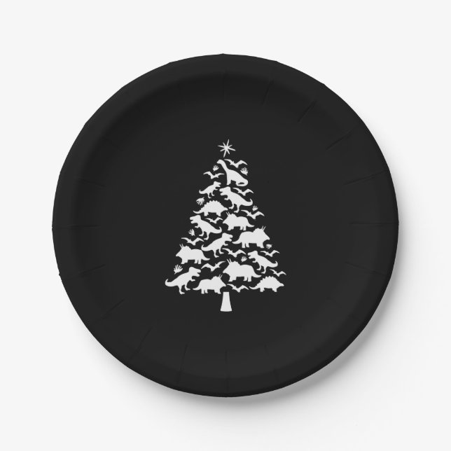 Tree Rex Christmas Tee Paper Plate (Front)