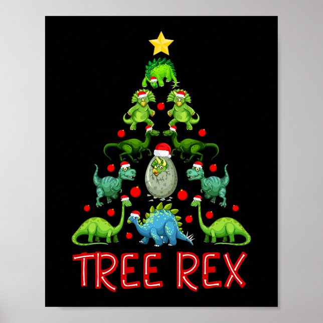 Tree Rex Christmas Tree Tee Kids Cute Dinosaur Xma Poster (Front)