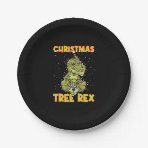 Tree Rex Devil Dinosaur Christmas Paper Plate
