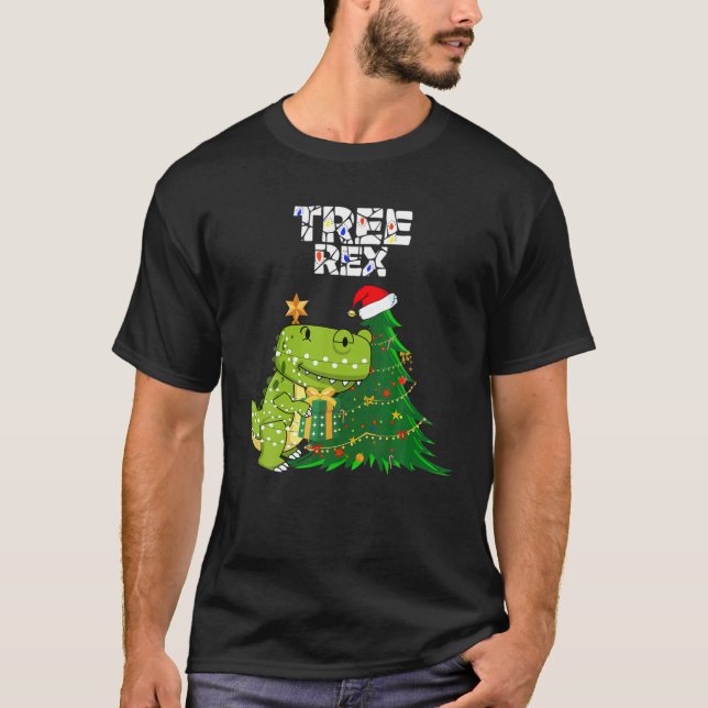 Tree Rex Dinosaur Christmas Costume Tree Gift T-Shirt (Front)