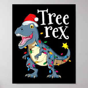 Tree rex dinosaur christmas poster
