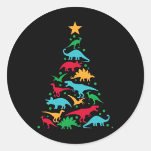 Tree Rex Dinosaur Dino Christmas Christmas Tree Fu Classic Round Sticker