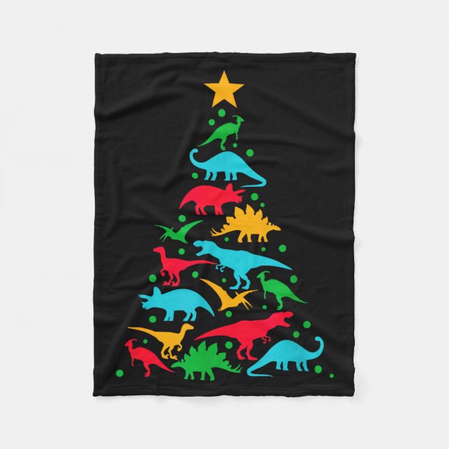 Tree Rex Dinosaur Dino Tree Christmas Tree Funny  Fleece Blanket (Front)