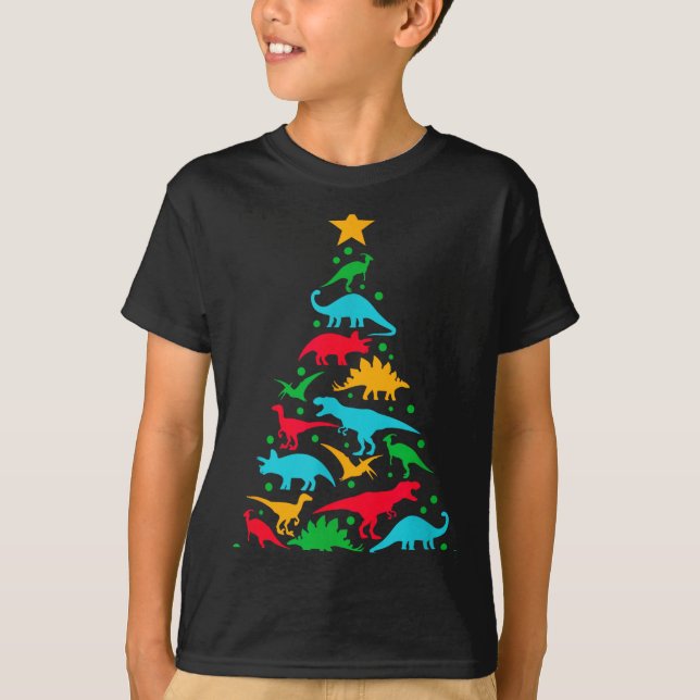 Tree Rex Dinosaur Dino Tree Christmas Tree Funny  T-Shirt (Front)