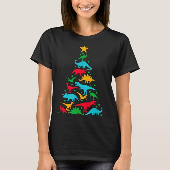 Tree Rex Dinosaur Dino Tree Christmas Tree Funny  T-Shirt (Front)