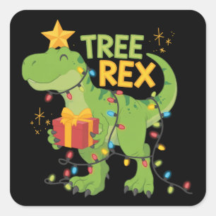 Tree Rex Dinosaur Family Christmas Group Matching  Square Sticker