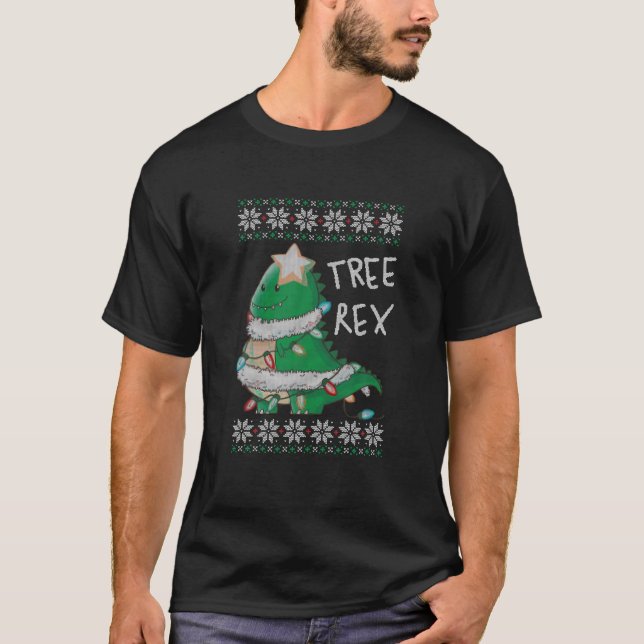 Tree Rex Dinosaur Merry Christmas Ugly Christmas S T-Shirt (Front)