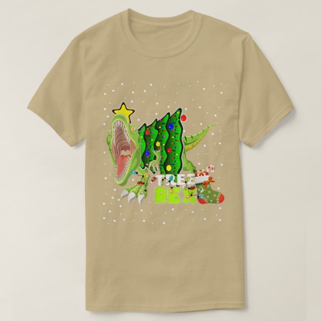 Tree Rex Dinosaur Pajamas Christmas Lights for Men T-Shirt (Design Front)