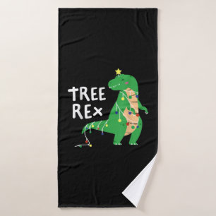 Tree Rex - Funny Christmas Tyrannosaurus Rex Bath Towel