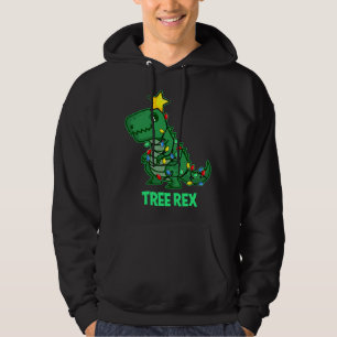 Tree Rex Funny Cute Retro Christmas Dino Hoodie