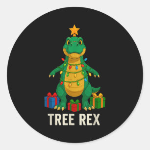 Tree Rex Funny Dinosaur Christmas  Classic Round Sticker