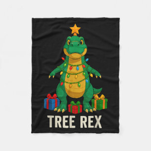 Tree Rex Funny Dinosaur Christmas  Fleece Blanket