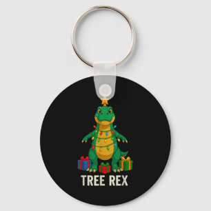Tree Rex Funny Dinosaur Christmas Key Ring