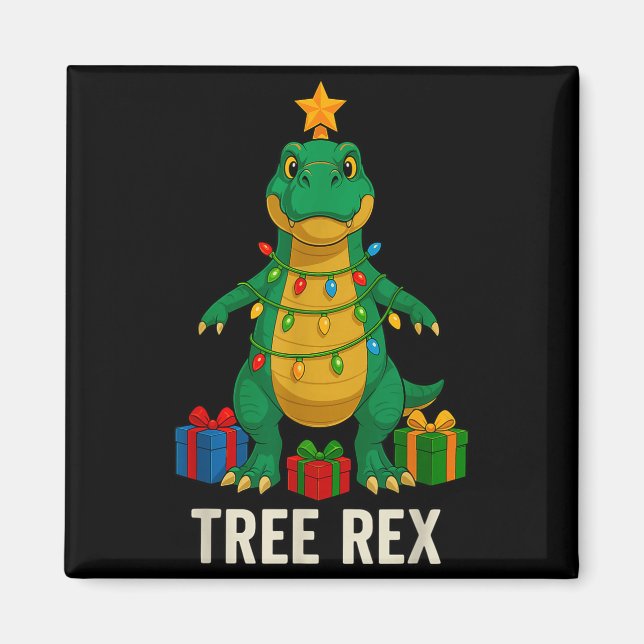 Tree Rex Funny Dinosaur Christmas  Magnet (Front)