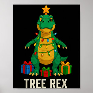 Tree Rex Funny Dinosaur Christmas  Poster